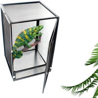 Detachable Reptile Habitat Tank Terrarium Aluminium Air Screen Cage Front Opening Door Full View for Lizard Chameleon terrareo