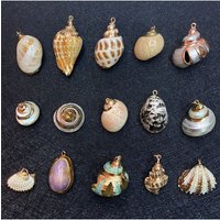 Natural Shell Pendant 3D Aquarium Decor DIY Sea Conch Necklace Dual Use Fish Tank Ornament Ocean Craft Accessory Non-Toxic Gift