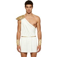 Men Greek God Zeus Mythology Costume Bodysuit Toga with Belt Cuffs Ancient Egypt Roman Clothes for Halloween Dress Up Party