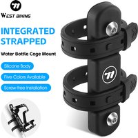 WEST BIKING Integrated Strap Kettle Mount Bicycle Water Bottle Cage Mount Colorful Silicone Bottle Bracket Bike Accessories