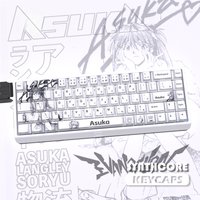Anime, Japanese Anime Akihiro Cherry Keycap PBT Side Engraved with 74 Transparent Keys, 60/65/68 Mechanical Keyboard