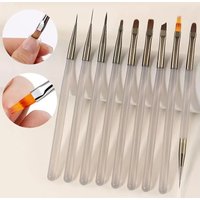 9 Pack Gray Nail Art Brushes Set Nail Art Tools Suitable for Gel Nail Polish And Nail Art Designs Perfect for Home DIY
