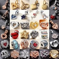 New 925 Silver Love Lock, Three-Dimensional Hollow Snowflake, Glass Bead Compatible Bracelet Original DIY Women's Jewelry