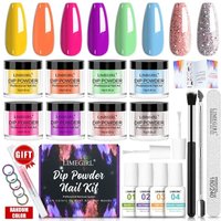 23Pcs Dipping Nail Powder Kits Sparkly Shinning Dip Polish Nail Glitter DIY Decoration Chrome Without Lamp Cure Set