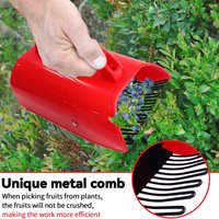 1pc Red Plastic Berry Picker for Blueberry/Hawthorn/Blackberry/Lingonberry, with Metal Comb, Ergonomic Handle, Easier Scoop