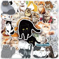 52-104 PCS Persian Cat Graffiti Stickers Cartoon Cute Cat Decorative Decals for Water Bottle Phone Case Luggage