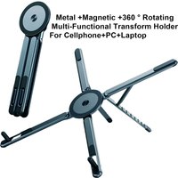 2-in-1 Phone Holder Laptop Mount for Desk,Tablet Arm Mount with 360° Rotating, Aluminum Laptop Tray,Foldable Computer Stand