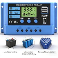10/20/30A Solar Charge Controller 12V/24V Solar Regulator Battery Charger LCD Display Dual USB 5V Output Timer Setting