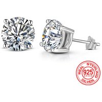 0,5-2 Karat 8,0 mm D Farbe Moissanit 100 % 925 Sterling Silber Ohrstecker für Frauen Top Qualität funkelnder Hochzeitsschmuck
