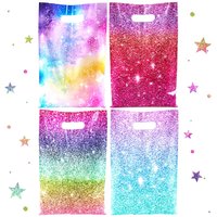 10/20/50pcs Gradient Glitter Plastic Gift Bags Colorful Starry Sky Treat Bags for Birthday Party Decor Wedding Gift Wrap Bags