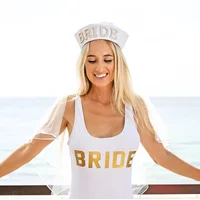 "Bride Nautical Sailor Hat with Pearl Letter & Veil | Nautical Bachelorette & Wedding Decor – Bridal Shower Accessory Gift"
