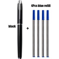 1+4Pcs Office School Ball Point Pen Metal Pen Luxury Metal Gel Pens & Refills Set Gift 0.5mm Blue Black Rollerball Pen
