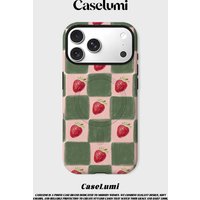 CaseLumi Matte Bumper For Magsafe Case For iPhone 17 16 15 14 Plus Pro Max Shockproof Hard Pink Green Checkered Strawberry Cover