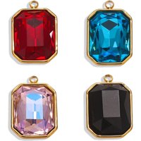 5pcs Stainless Steel PVD Plated Rectangle Cone Glass Crystal Charms DIY Connection Earrings Necklace Bracelet Jewelry Making