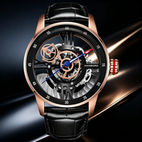 HANBORO Men's Skeleton Automatic Watch Open Mechanical Watch Luxury Business Dress Watch for Office and Formal Occasions8849