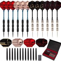 Metall-Dart, Stahlspitze, 12 Stück, Aluminium-Dartstange, Kunststoffpfosten, extra fliegender Dartschärfer, Nadel, Steinbox