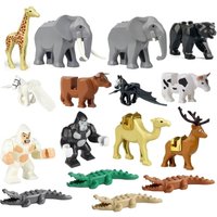 The Zoo African Animal Elephants Camel Deer Giraffe Gorilla Horse Tiger Building Blocks Mini Action Figure Bricks Toys Kids Gift