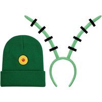 Men Women Big Eye Green Hat and Antenna Headband For Halloween Party Costume Ocean Sea Plankton Anime Cosplay Dress up Accessory