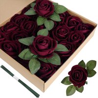 Sztuczne Kwiaty Aksamitne Róże 50 SZTUK Realistyczny Wygląd Bukiet Róż Kwiaty do DIY Ślubu Baby Shower Dekoracji Domu