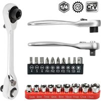 1/4 Square Ratchet Socket Head Wrench 6.35mm Screwdriver Small Mini Quick Wrench 72-tooth Socket Handle Spanner Hand Repair Tool