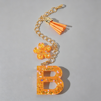 Fashion Key Chain For Girl Lady Glue Sequin Star Flower Letter Pendant Accessories