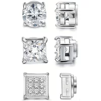 1pairs 6mm Fashion Stainless Steel Magnetic Cubic Zirconia Non-Piercing Stud Earrings for Men and Women Daily Wear Jewelry