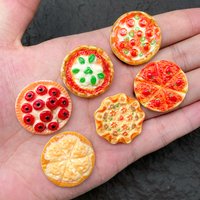 6Pcs Cartoon Pizza Food Fridge Resin Magnets Magnetic Push Pin Perfect for Photo Wall Message Fixed Kitchen Refrigerator Decor