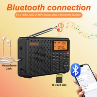 Radio światowe XHDATA D109 z DSP, odbiornik AM FM SW LW, przenośny głośnik Bluetooth, odtwarzacz MP3 z obsługą kart TF, budzik