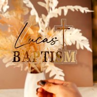 Personalized Baptism Cake Decoration Double Layer Acrylic Custom Name Baptism Mirror Gold Can Support French Spain And More