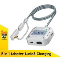 PLEXTONE GS5 Pro, Esports Gaming Adapter, USB-C Audio Charging Adapter, 3.5mm/Type-C/USB, Hi-Res, 60W Charging, for iPad/iPhone
