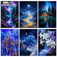 PhotoCustom Castle Painting By Numbers Handiwork Art Picture On Numbers Landscape Number Painting Home Decor Gift