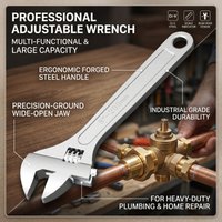 Openin Long Handle Universal Spanner Adiustable Wrench Large Clamp Steel Mechanical Workshop Hand Repair Tools