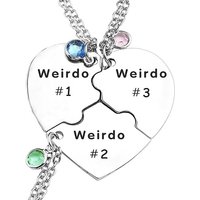 Weirdo 1 Weirdo 2 Weirdo 3 Necklace Heart Bff Necklace for 3 Best Friend Necklaces Sister Friendship Jewelry