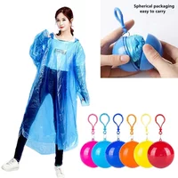New Portable Disposable Raincoat Keychain Compression Ball Pocket Ball Outdoor Adult Travel Hangable Poncho Camping Gear