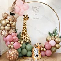 Jungle Birthday Balloons Arch Garland Kit Pink Green Safari Birthday Wild One 1st Kids Girl Boy Baby Shower Party Decorations