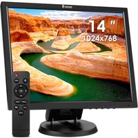 Eyoyo 14 Zoll LCD-HDMI-Monitor, 1024 x 768, kleiner VGA-Desktop-Monitor für Überwachungskameras mit HDMI-, VGA-, AV- und BNC-Eingang, integrierten Lautsprechern, Unterstützung für Fernbedienung,
