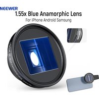 NEEWER 1.55x Blue Anamorphic Lens Compatible with iPhone Android Samsung, Phone Camera Accessories with 17mm Threaded Lens Clip