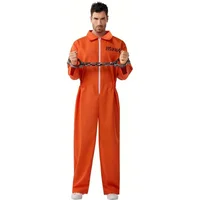 Sloosh Orange Gefängnis-Kostüm, Gefängnis-Overall, Gefangenenkostüm für Herren für Halloween-Verkleidungspartys