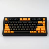 KBDiy PBT Keyboard Keycaps SA Profile Black and Yellow Keycap DIY Custom Double Shot 142 Keys Caps for MX Switch 61/64/87/980/75