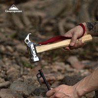 C5 Outdoor Camp Hammer Stainless Brass Head Steel Wooden Handle Fixed Tent Nail Peg Stake Remover Rhino Hammer With Safety Rope