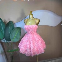 2026 Trendy Women Elegant Rose Floral Spaghetti Strap Back Lace-up A line Short Dresses Party Birthday Blossom Mini Dress