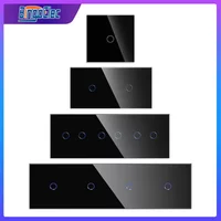 Bingoelec Touch Wall Switch Light Switches Black Tempered Crystal Glass Panel 1/2/3/4gang Button AC100-240V Interruptor Touch