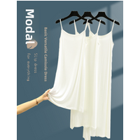Summer Casual Modal A-Line Midi Dress Black White Loose Fit Inner Lined Strapless Gown Women's Single Piece Fashion Style