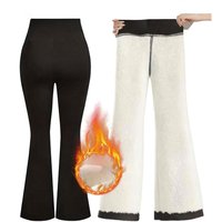AliExpress NONE Winter High Waisted Fleece Lined Thermal Flare Trouser Tummy Control Butt Lifting Thick Soft Suitable For Cycling And Daily Wear