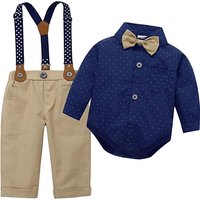 3 6 12 18 24M Infant Bodysuit Sets Formal Wedding Clothing for Baby Boy Outfit Suspender Suit Toddler Kid Birthday Party Costume