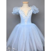 Blue Giselle Ballet Dance Ballerina Tulle Tutu Dress Skirt For Girls Kids Stage Performance Costume Long Ballet Dancing Dresses