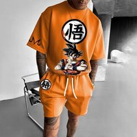 2026 Cartoon Dragon Ball T-shirt Children's Top T-shirt Shorts Two-piece Set Summer Boy T-shirt+shorts Beach Pants