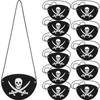 12Pcs Pirate Eye Patches Skeleton Eye Mask Felt One Eye Skeleton Captain Eye Patches for Halloween Pirate Theme Party Decoration