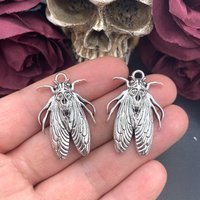 5pcs 38*25mm Vintage Gothic Death Head Moth Charm Cicada Skull Insect Charms For Jewelry Making DIY Jewelry Findings