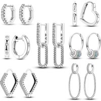 Original 925 Sterling Silver Minimalist Pave U Shape Hoop Earrings Fit For Women Workplace Wedding Engagement Birthday Gift